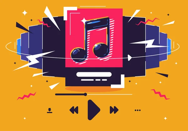 Müzik şarkıları çalma listesi konsepti, şarkı listesi, müzik dinleme simgeleri vektör ilülasyonu