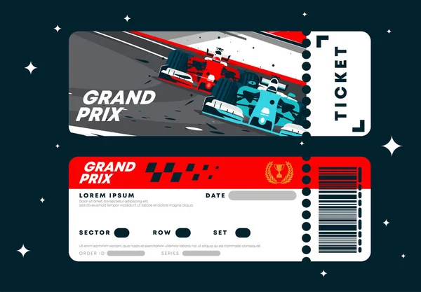 Vektor Illustration Der Eintrittskarten Design Vorlage Für Den Grand Prix — Stockvektor