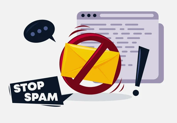 Illustration Vectorielle Signe Stop Spam — Image vectorielle