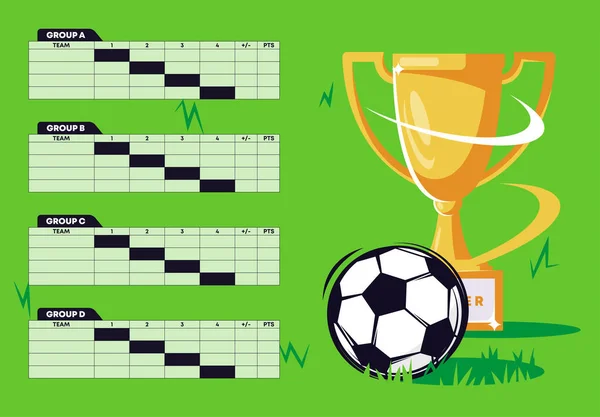 Vector Illustration Soccer Tournament Table Template Soccer Ball Soccer Tournament — Stock Vector