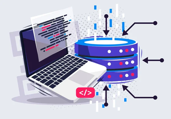 Ilustração Vetorial Data Center Programação Data Center Armazenamento Informações Banco —  Vetores de Stock