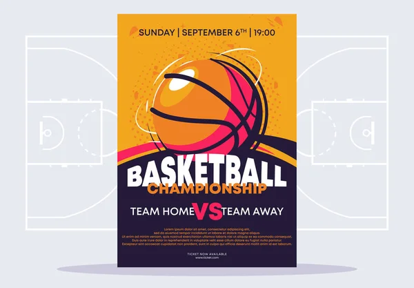    Basketbol turnuvası için bir poster tasviri, posterdeki bir basketbol resmi.