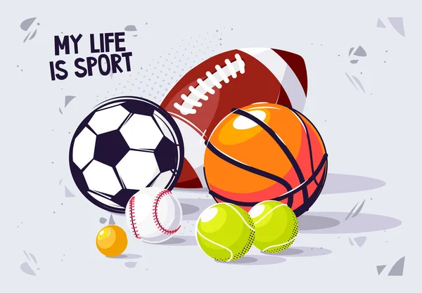 Illustration Vectorielle Ensemble Balles Sport Tennis Soccer Basket Ball Ballon — Image vectorielle