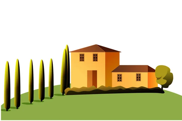 Vektorové ilustrace Stylized domu v slunečním světle se stromem — Stockový vektor