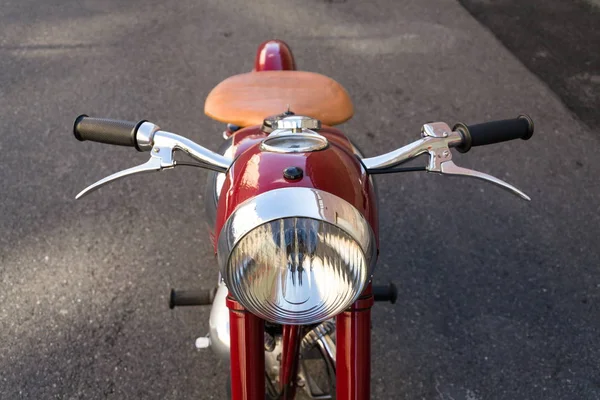 Detalhe Motocicleta Vintage Vermelho Jawa 125 Produzido Antiga Checoslováquia — Fotografia de Stock