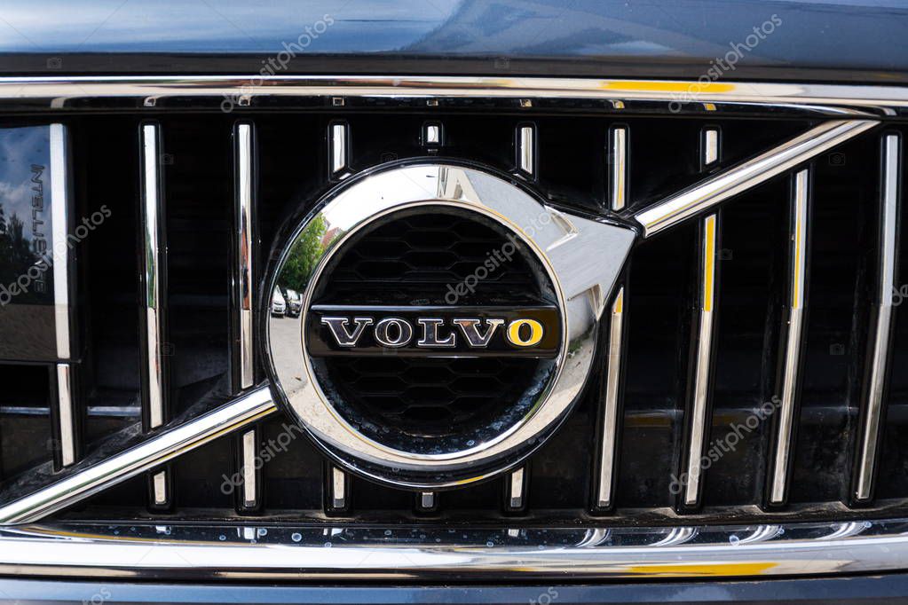 PRAGUE, CZECH REPUBLIC - MARCH 25 2018: Volvo cars Swedish company logo on March 25, 2018 in Prague, Czech Republic.