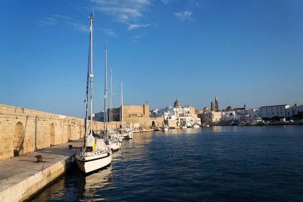 Barcos Puerto Monopoli Castillo Carlo Apulia Italia —  Fotos de Stock