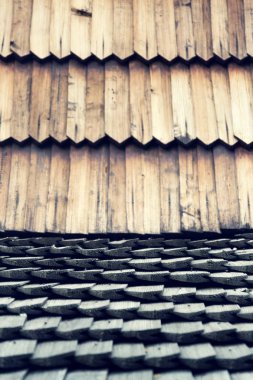 Eski geleneksel ahşap çatı shingled desen arka plan, kopya alanı