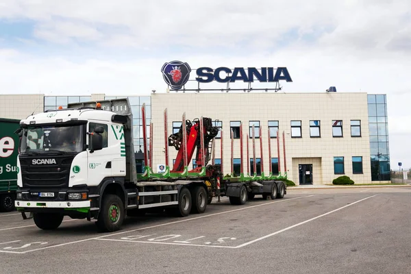 Prague República Checa Agosto 2018 Carros Scania Frente Sede Concessionária — Fotografia de Stock