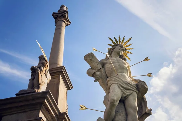 San Sebastián Disparó Con Flechas Estatua Mártir Columna Peste Mariana —  Fotos de Stock