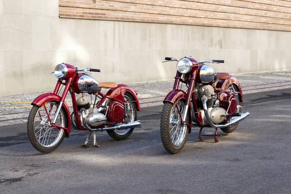 Prague Czech Republic March 2018 Red Vintage Motorcycles Jawa 125 — Stock Photo, Image