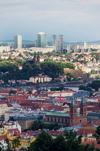 Panoramatický Výhled Historické Pevnosti Vyšehrad Bazilikou Svatého Petra Svatého Pavla — Stock fotografie