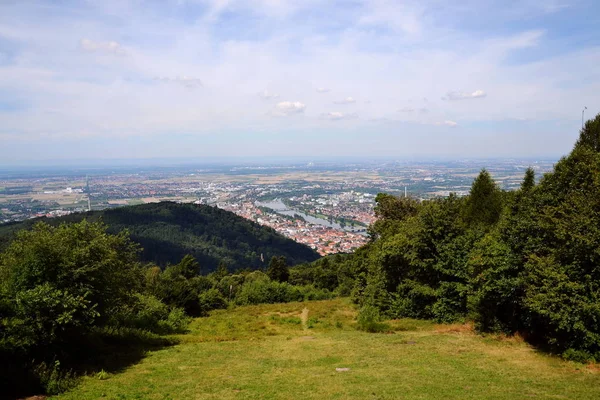 Heidelberg Vista Aérea Com Neckar River Alemanha Dia Ensolarado Verão — Fotografia de Stock