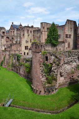 Heidelberg castle, Baden Wurttemberg, Almanya, güneşli yaz günü kalıntıları