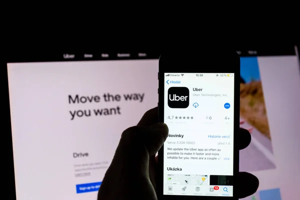 Prague Tsjechië November 2018 Uber Bedrijf Mobiele App Telefoon Scherm — Stockfoto