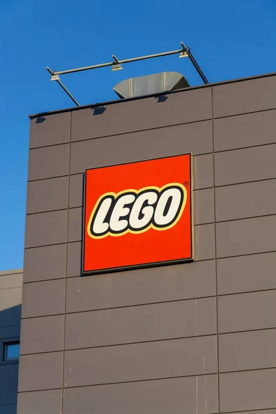 Kladno República Checa Dezembro 2018 Logotipo Empresa Lego Group Prédio — Fotografia de Stock