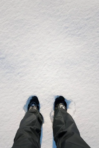 Top Flat Lay Vista Pés Botas Inverno Prova Água Neve — Fotografia de Stock