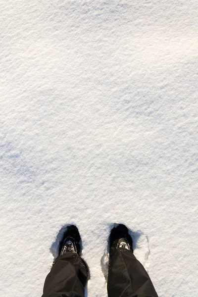 Top Flat Lay Vista Pés Botas Inverno Prova Água Neve — Fotografia de Stock