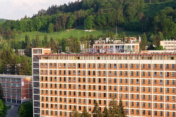 Zlin Czechy Kwietnia 2018 Hotel Moskva Namesti Prace Kwietnia 2018 — Zdjęcie stockowe