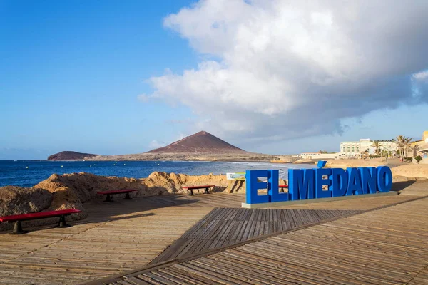 Dreidimensionales Schild Medano Langer Promenade Entlang Der Küste Und Strand — Stockfoto