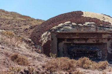 El Medano sahilde İkinci Dünya Savaşı bunker, Tenerife, Kanarya Adaları, İspanya
