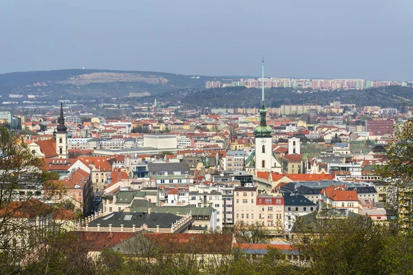 Aerial View Brno Church James Lisen Panel Housing Estate Background — Stock Photo, Image