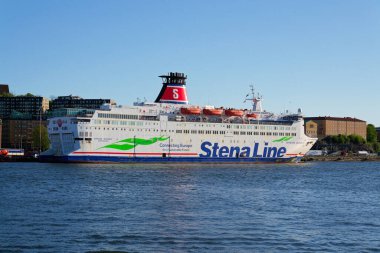 MS Stena Danica, 12 Mayıs 2025 'te İsveç' in Göteborg kentindeki Stena Line limanında gemicilik yapıyor..
