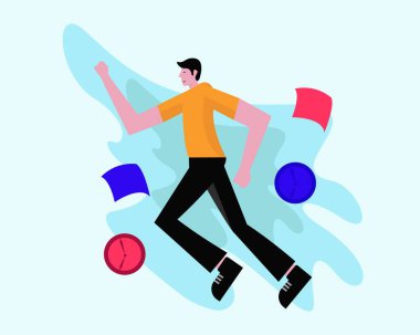 Başarı için bir kutlama koşusu konseptinin vektör tasarımı çizimi