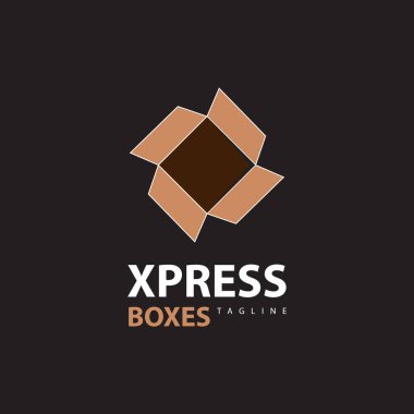 Ekspres dağıtım kutusu konsept logo şablonu tasarla