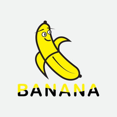 Şirin muz etiketi logo vektör tasarımı