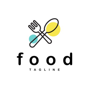 Gıda logosu / çatal kaşık ikonu konseptinin vektör illüstrasyon tasarımı