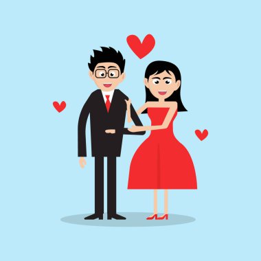 Yeni romantik çiftin vektör çizimi