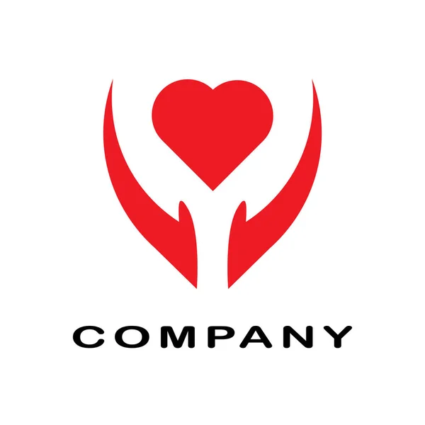 Minimalistyczna Konstrukcja Wektora Logo Dłoni Serca Pojęcie Czułości — Wektor stockowy