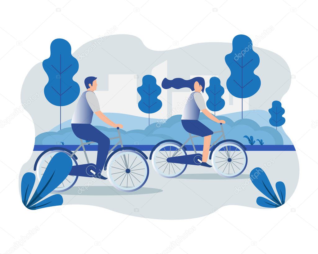Vector illustration of outdoor cycling activity