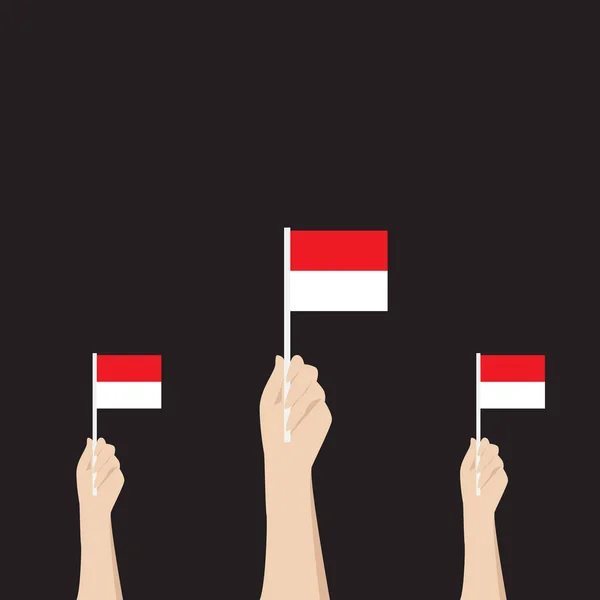 Векторный Дизайн Руки Держащей Флаг Индонезии — стоковый вектор