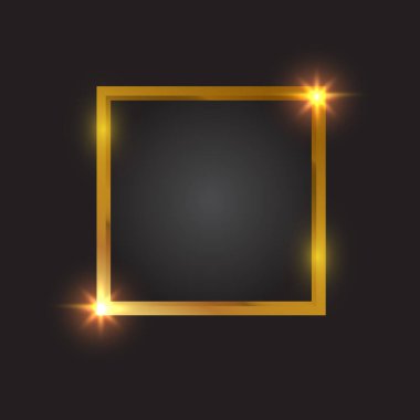 Gri arkaplandaki kare altın çerçevenin vektör tasarımı.