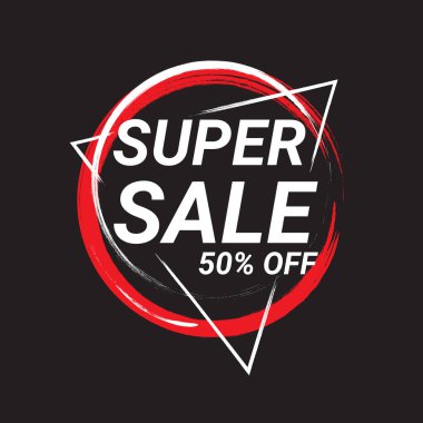Kırmızı fırçalı modern süper satış afişi. vektör
