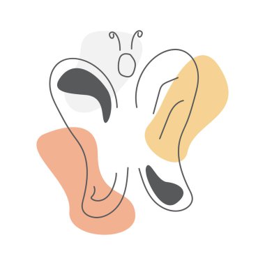 Soyut sanat kelebeği çizgisi. minimalist ve zarif çizim biçimi