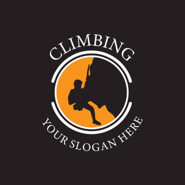 Modern Dağ ve Kaya Tırmanış Logosu Rozeti. vektör Resimleri