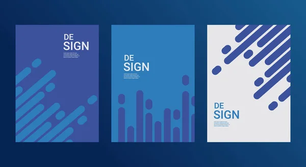Kapak ve Poster Tasarım Şablonları. Baskın mavi renkli zarif soyut geometrik tasarım. Kapaklar, kitaplar, sosyal medya hikayeleri ve Sayfa Düzenleri için Vektör İllüstrasyonu