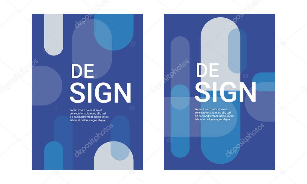 Cover and Poster Design Templates. Elegant abstract geometric design with dominant blue color. Vector Illustration for Covers, books, social media stories and Page Layouts