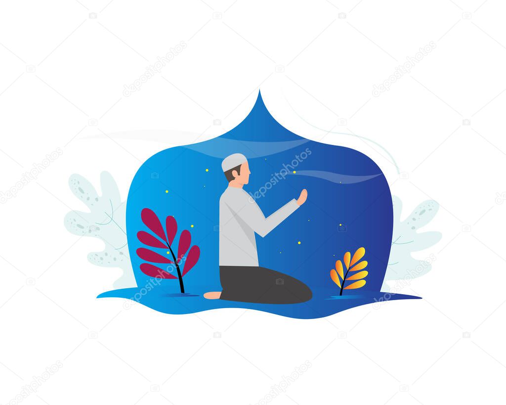 Islamic illustration design, someone is praying. vector