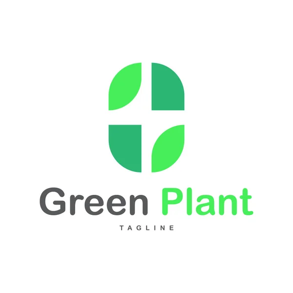 Çevre Yeşil Organik Meşe Bitkisi Logotype Konsept Simgesi — Stok Vektör