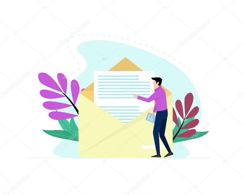 Message draft design, e-mail verification. vector illustration