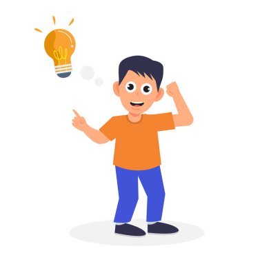 Sembol fikri olan çocuk karakter çizimi tasarımı. vektör