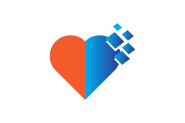 Modern aşk teknolojisi logosu. Kalp logosu. vektör