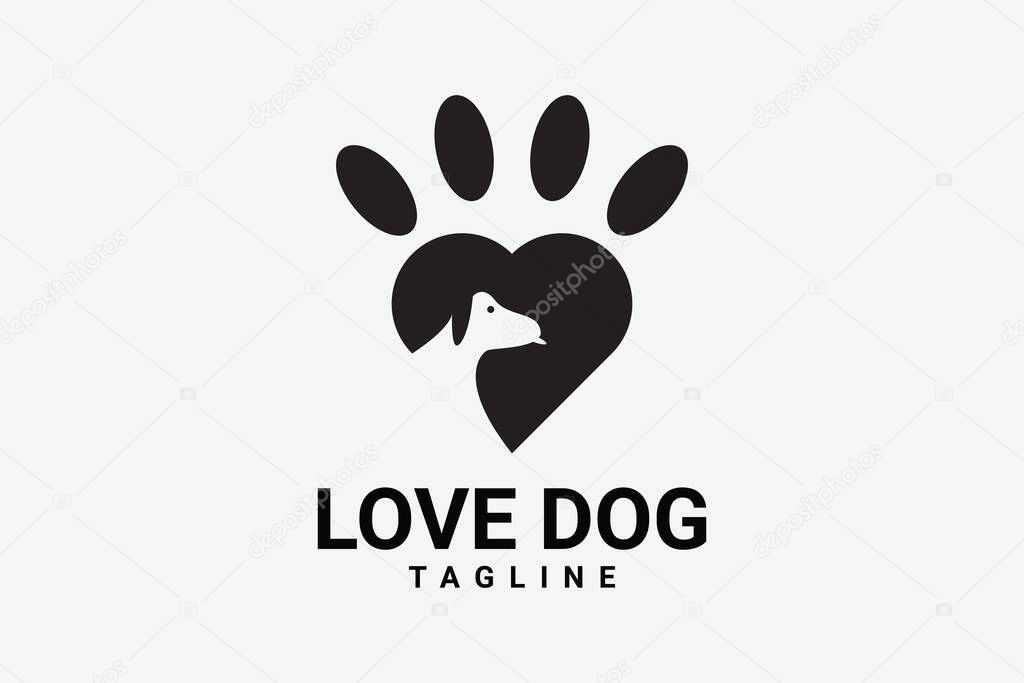 Modern dog love concept logo template