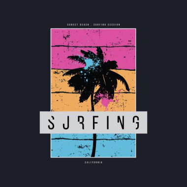 CALIFORNIA SURFING vektör illüstrasyon ve tipografi, tişört, kapüşon, parmak izi vs. için mükemmel.