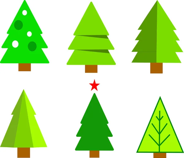 Set Tree Pine Green Character Vector Icon Creative Graphic Design — Stock Photo, Image