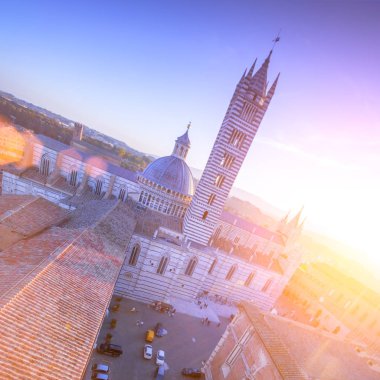 Siena Katedrali, günbatımı, Toskana, İtalya